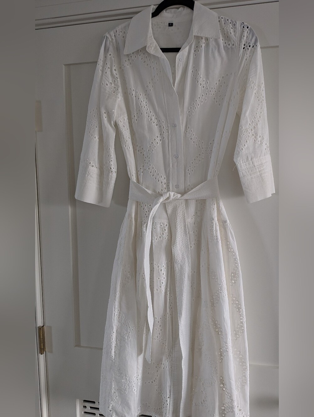 Like New! Crisp White Eyelet and Lined Beautiful Summer Dress, Size U.S. S.